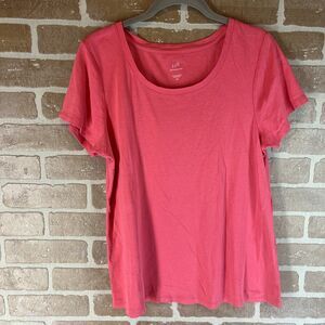 J Jill Short Sleeve T-Shirt Womens Size Large Dark Pink, 100% Cotton,Scoop Neck.